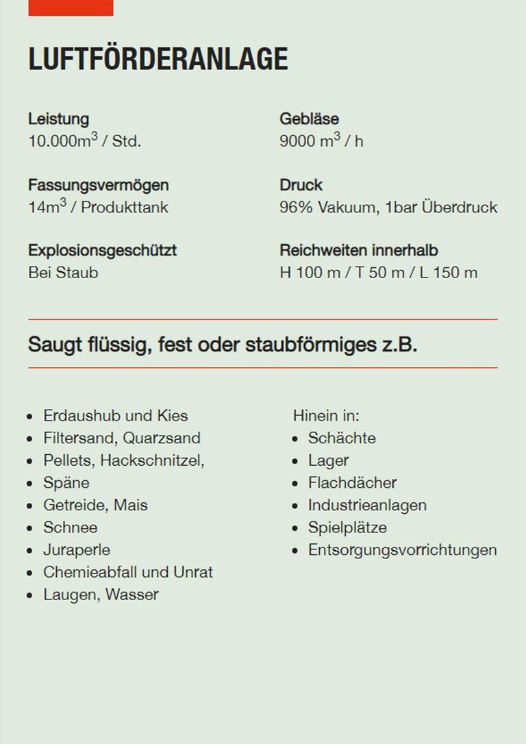 Saugbagger Mayen- Technische Daten LFA